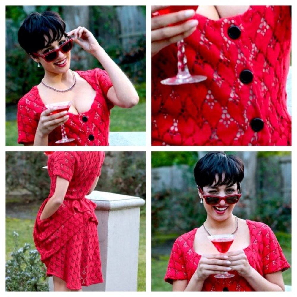 Bolongara Trevor Red Lace Bustle Dress -All Saints - Picture 2 of 4
